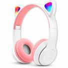 Fone de Ouvido Orelhas de Gato Infantil com Leds Bluetooth Dobrável Branco