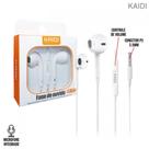 Fone de Ouvido P3 3.5mm Estéreo Auricular com Microfone Ajuste de Volume KD-727 Kaidi - Branco