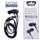 Fone De Ouvido Para Celular Original Com Microfone Auxilia P2 Estéreo Extra Bass Intra-Auricular EJX01PR Preto