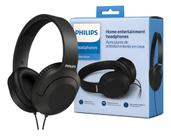 Fone De Ouvido Preto Philips TAH2005 Adaptador P10 confortável com microfone preto.