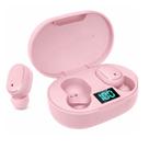 Fone de Ouvido Rosa Sem Fio Bluetooth 5.2 com Case LED