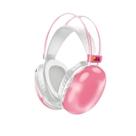 Fone de Ouvido Rosa Sem Fio Recarregável USB LED RGB Earpads Confortáveis e Microfone Embutido Bluetooth Som HD