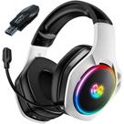 Fone de ouvido sem fio para jogos Tatybo para PS4, PS5, PC 2,4 GHz branco