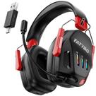 Fone de ouvido sem fio para jogos Tatybo para PS4, PS5, PC com microfone vermelho