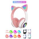 Fone gatinho verde lindo bluetooth longa bateria com led