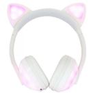 Fone Headphone Bluetooth Com Orelhas De Gato LED Branco Led