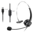 Fone Headset USB Mono Fone Call Center Cabo 2m
