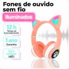 Fone Infantil Rosa Bluetooth com LED e Design Ergonômico