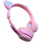 Fone ouvido bluetooth rosa led colorido alca ajustavel fm