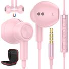 Fones de ouvido ASKUB Fones de ouvido com fio com microfone para Samsung Pink