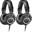 Fones de ouvido Audio-Technica ATH-M50X profissionais, pacote com 2