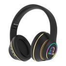Fones de ouvido Bluetooth 5.0 Over-Ear LED dobráveis sem fio pretos