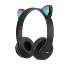 Fones de ouvido Bluetooth Cat Ear Luminous Over Ear Black