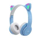 Fones de ouvido Bluetooth Cat Ear Luminous Over Ear Blue