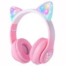 Fones de ouvido Bluetooth HOYJACY Cat Ear Kids para meninas rosa
