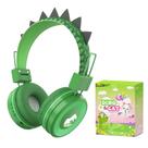 Fones de ouvido Bluetooth QearFun Dinosaur Kids com microfone verde