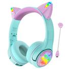Fones de ouvido Bluetooth Riwbox CF9 Cat Ear Kids com LED verde