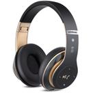 Fones de ouvido Bluetooth sem fio PRTUKYT 6S Over Ear pretos e dourados