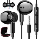 Fones de ouvido com fio ASKUBSKU 3,5 mm com microfone para Samsung Black