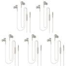 Fones de ouvido com fio e microfone, pacotes com 5 pacotes, cinza claro