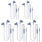 Fones de ouvido com fio e pacotes de 5 fones de ouvido com microfone (azul)