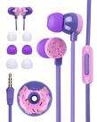 Fones de ouvido com fio OHEDMEH Cute Donut para crianças com microfone roxo