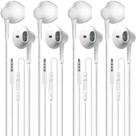 Fones de ouvido com fio QAWESDX, pacote de 4 com microfone e controle de volume