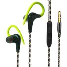 Fones de ouvido esportivos com fio genéricos com gancho de ouvido verde