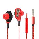 Fones de ouvido fones de ouvido vermelho duplo círculo móvel 3,5 mm jack fones de ouvido estéreo baixo surround fone de ouvido intra-auricular