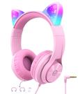Fones de ouvido iClever Kids com orelha de gato LED Light Up Meow Donut