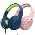 Fones de ouvido infantis com fio awatrue Kids com microfone azul/rosa