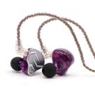 Fones de ouvido Linsoul KZ ZSN Pro Hybrid 1BA+1DD com microfone roxo