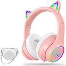 Fones de ouvido LOBKIN Bluetooth 5.3 Kids com estojo RGB LED rosa