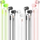 Fones de Ouvido LWZCAM com Fio e Microfone - Pacote com 5 Unidades e Graves Potentes