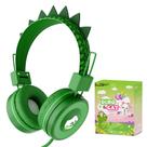 Fones de ouvido QearFun Dinosaur para meninos e crianças com microfone verde