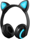 Fones de ouvido sem fio com bluetooth com microfone, 7 cores, luz de LED piscando, estéreo PRETO