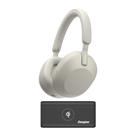 Fones de Ouvido Sem Fio Sony WH-1000XM5 com Cancelamento de Ruído Over-Ear (Prata) e Pacote com Power Bank Sem Fio de 10.000mAh (2 Itens)
