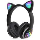 Fones de ouvido sem fio TCJJ Cat Ear LED Bluetooth com microfone preto Fones de ouvido sem fio TCJJ Cat Ear LED Bluetooth com microfone preto