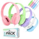 Fones de ouvido Sonitum Bulk Kids com microfone, pacote com 5 fones de ouvido de 3,5 mm