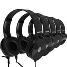 Fones de ouvido Sonitum Classroom, pacote com 10 fones de ouvido para estudantes, pretos