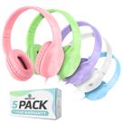 Fones de ouvido Sonitum Kids for School, pacote com 5 fones de ouvido com fio de 3,5 mm