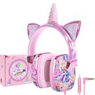Fones de ouvido TCJJ Unicorn para meninas com microfone e conector de 3,5 mm rosa Fones de ouvido TCJJ Unicorn para meninas com microfone e conector de 3,5 mm rosa