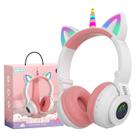 Fones de ouvido YUSONIC Unicorn Kids Bluetooth Dobráveis Branco Rosa