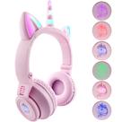 Fones de ouvido YUSONIC Unicorn Kids Bluetooth dobráveis roxos