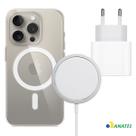 Fonte 20W Turbo Tipo C com Capa Magnética e Carregador por Inducão para iPhone15, 15 Pro e Max