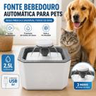 Fonte Bebedouro Automática Pet 2,5L Silenciosa USB 3 Modos Branco
