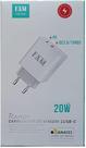 Fonte carregador turbo 20w usb-c + usb tomada parede branco fam homologado anatel