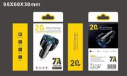 Fonte carro 2Usb+ Pd 20w Turbo Tipo C Usb Qc 3.0 +7A