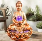 Fonte De Agua Buda Dourado Ouro Grande- Flor De Lotus 40cm
