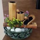 Fonte De Agua Cascata 2 quedas Bambu Flor Lotus Decoracao
